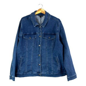 NWT Diane Gilman Hand Painted Floral Jean Jacket 2X